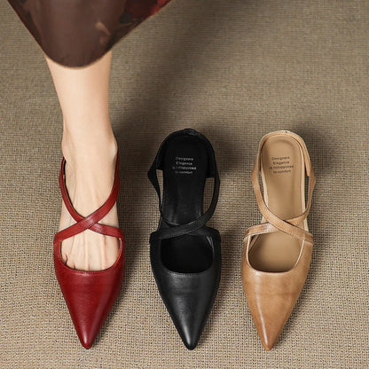 Classic genuine leather slip-on mules for women | Aluna -6