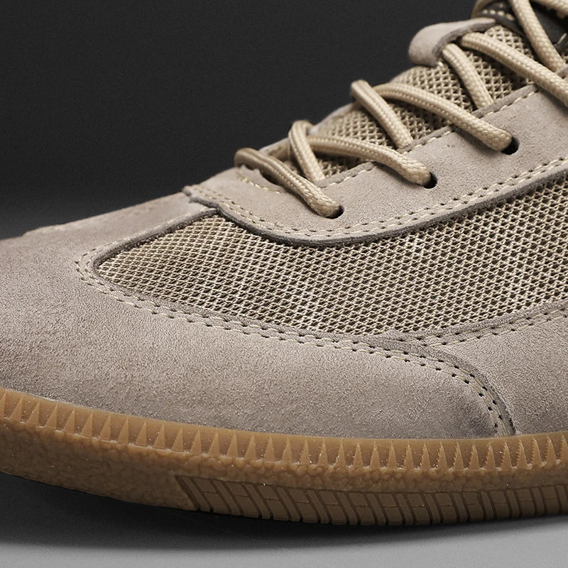 Stitched detail leather-look trainers for men | Calvino -3