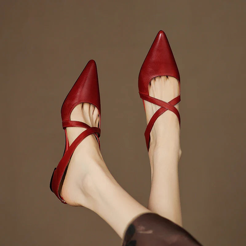 Classic genuine leather slip-on mules for women | Aluna -5