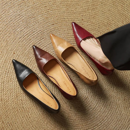 Elegant genuine leather block heels for women | Anok -9