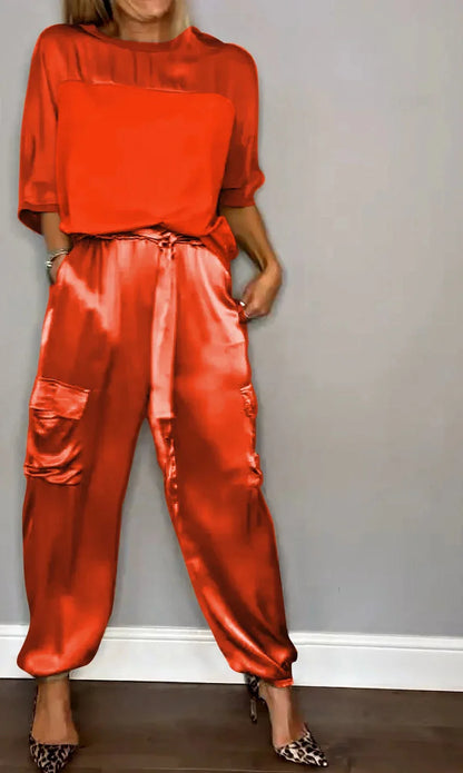 Paired Satin flow two-piece set for women | Grace