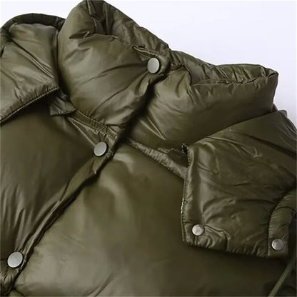 Hooded quilted puffer winter coat for women -4