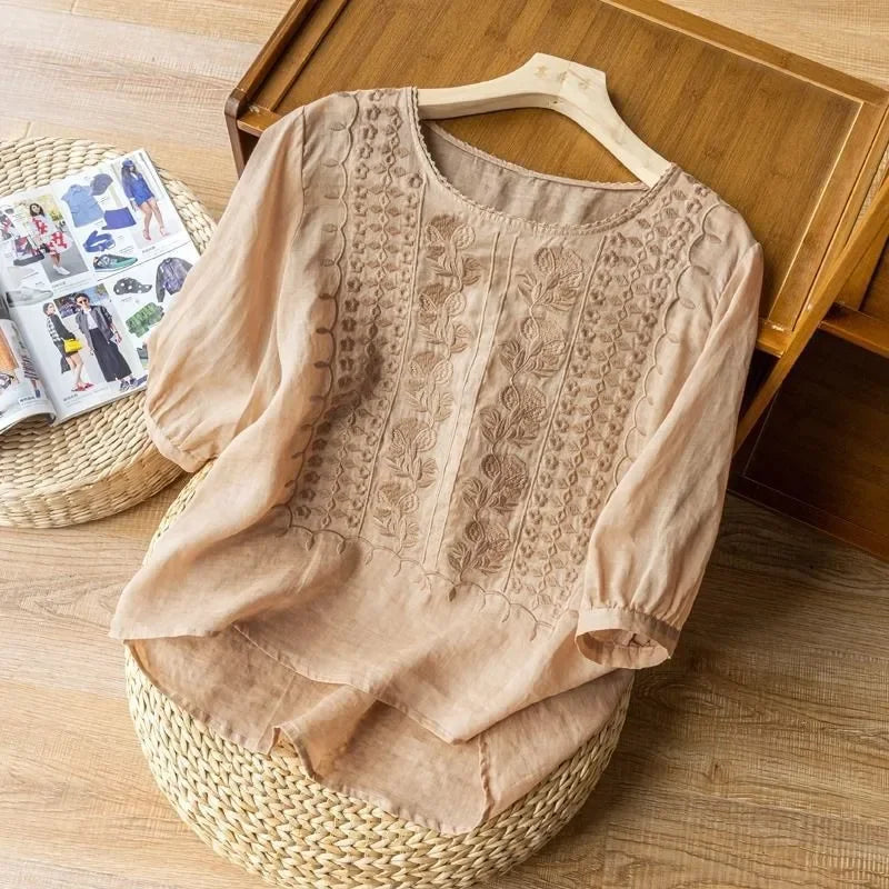 Relaxed everyday linen blouse for women | Maeve -4