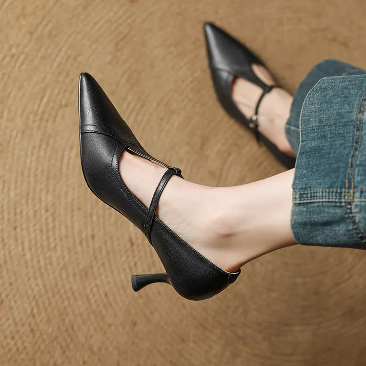Elegant genuine leather heels for women | Lorena -10