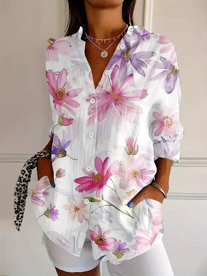 Vibrant patterned relaxed blouse for women | Astrid -4