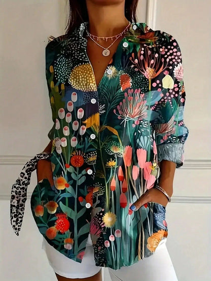 Vibrant patterned relaxed blouse for women | Astrid -3