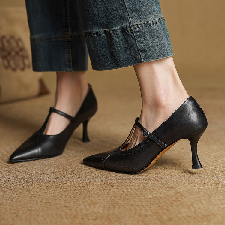 Elegant genuine leather heels for women | Lorena -12