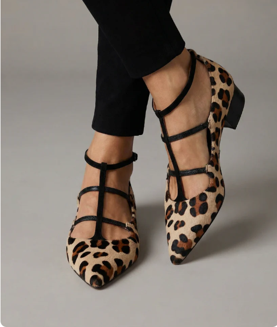 Leopard strap ballet heels for women | Bridget -2