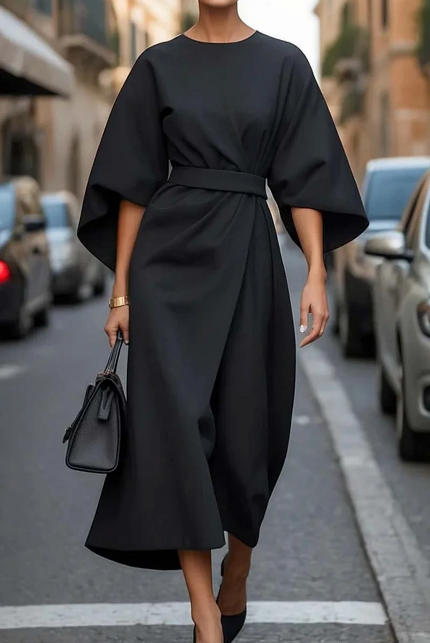 Structured Belted maxi evening dress for women | Louise