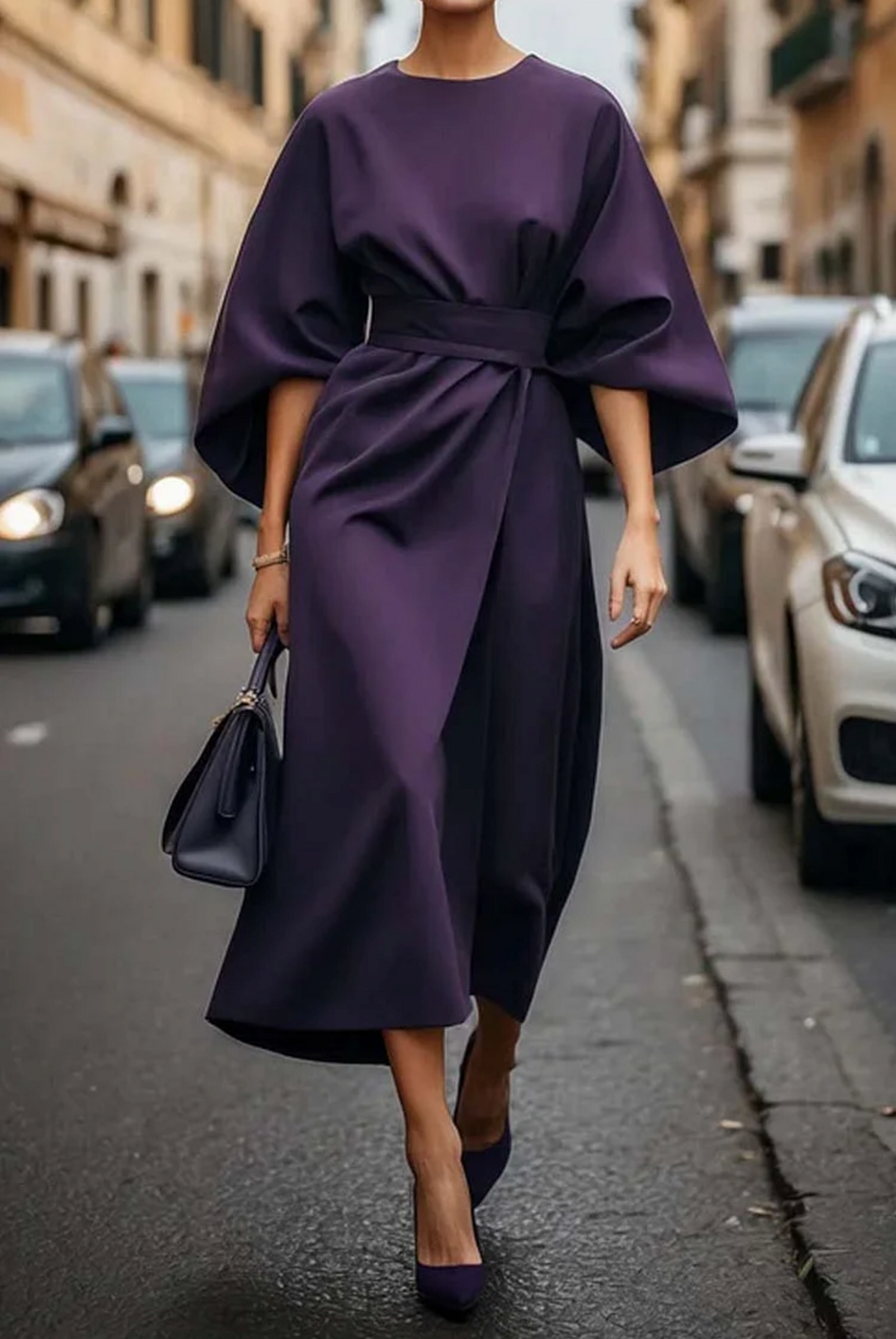 Structured Belted maxi evening dress for women | Louise