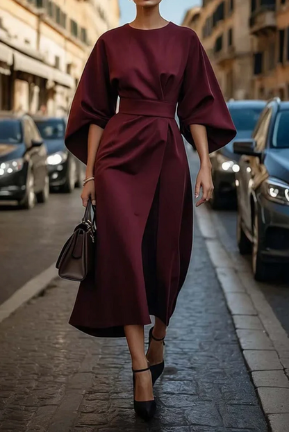 Structured Belted maxi evening dress for women | Louise