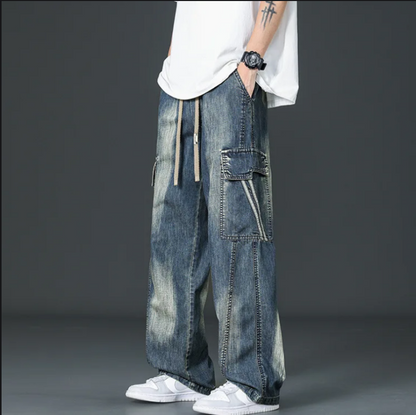 Relaxed wide-leg cargo trousers for men | Cabana -2