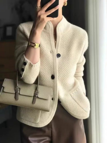 Relaxed cosy half-neck knit cardigan for women | Grace -7