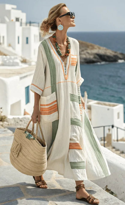 Shifted Maxi summer dress with flowing silhouette for women | Angela