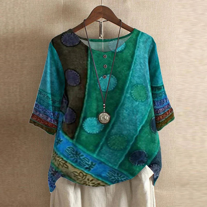 Retro-inspired relaxed blouse for women | Anya -3