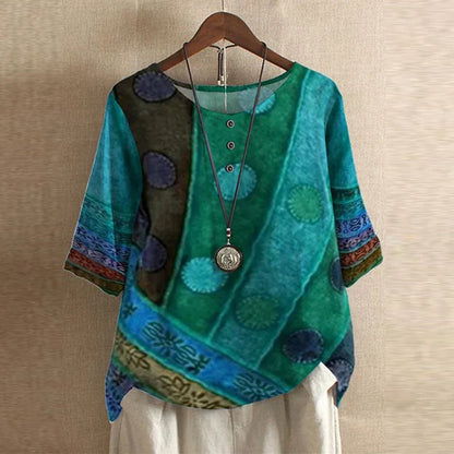 Retro-inspired relaxed blouse for women | Anya -3