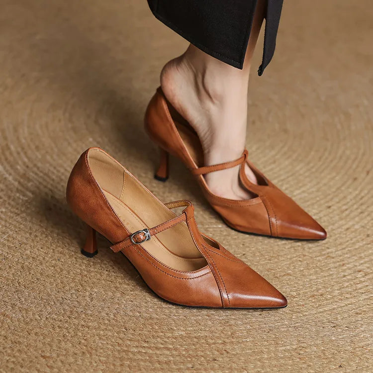 Elegant genuine leather heels for women | Lorena -6