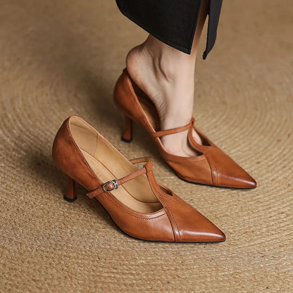 Elegant genuine leather heels for women | Lorena -6