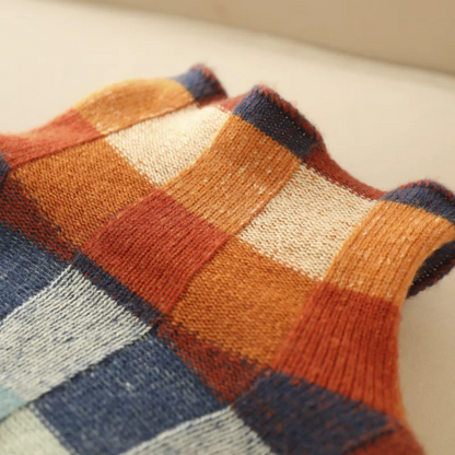Classic check knit crew-neck jumper for women -5