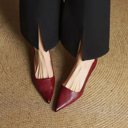 Elegant genuine leather block heels for women | Anok -4