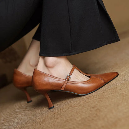 Elegant genuine leather heels for women | Lorena -4