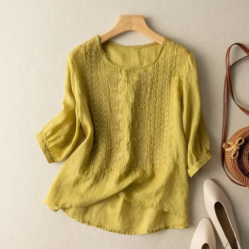 Relaxed everyday linen blouse for women | Maeve -7
