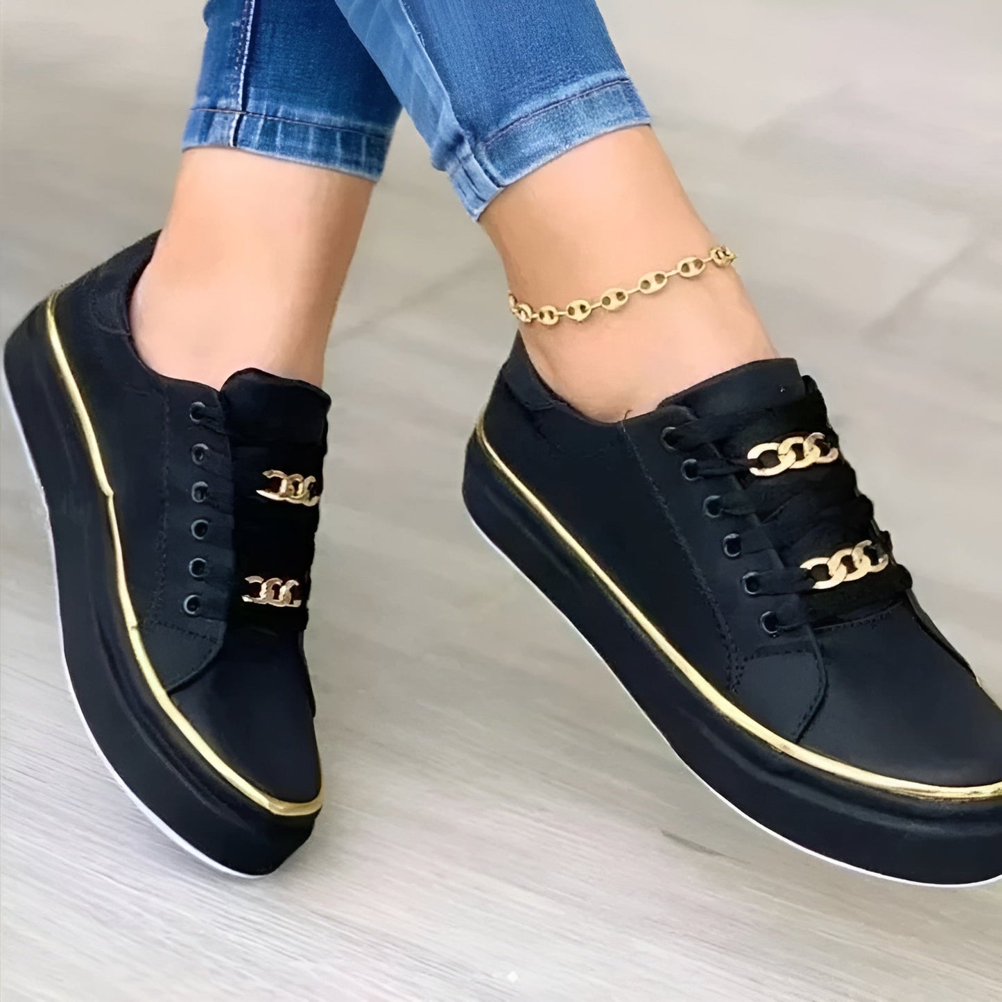 Launched Supportive sneakers with chain accent for women | Aveline
