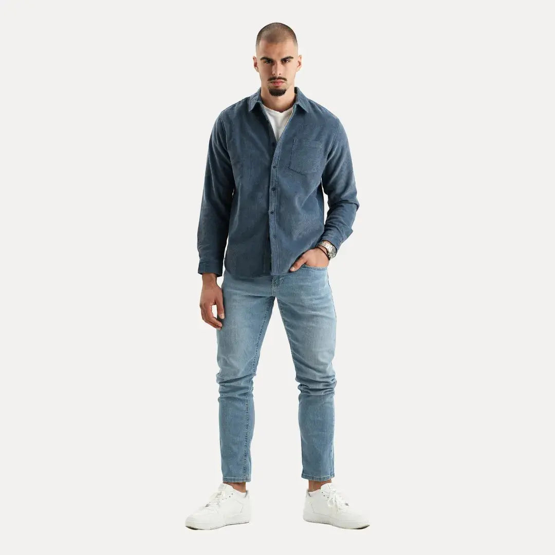 Corduroy textured long-sleeve casual shirt for men | Stéphane Parker -3