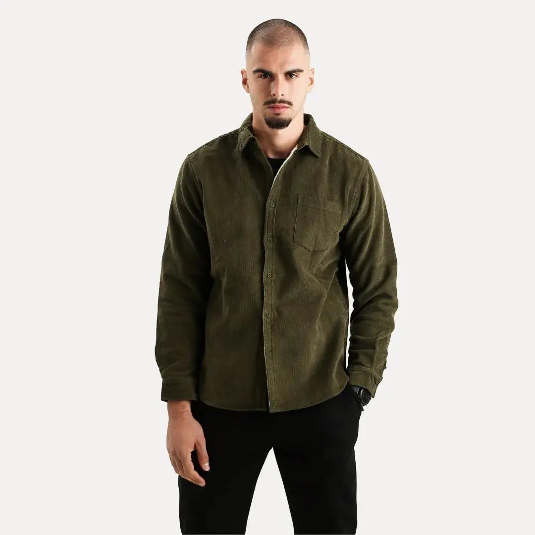Corduroy textured long-sleeve casual shirt for men | Stéphane Parker -14