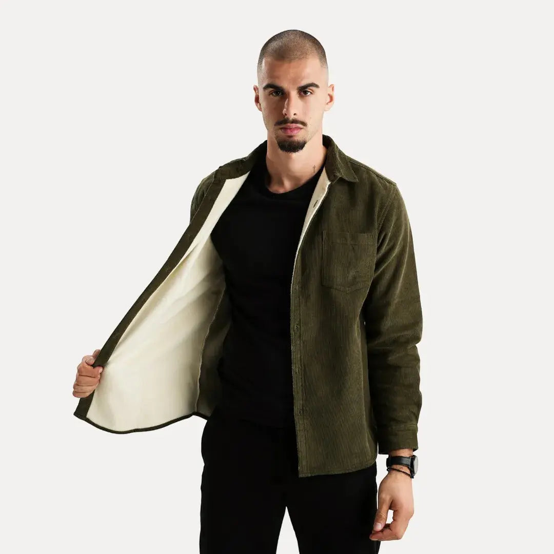 Corduroy textured long-sleeve casual shirt for men | Stéphane Parker -17