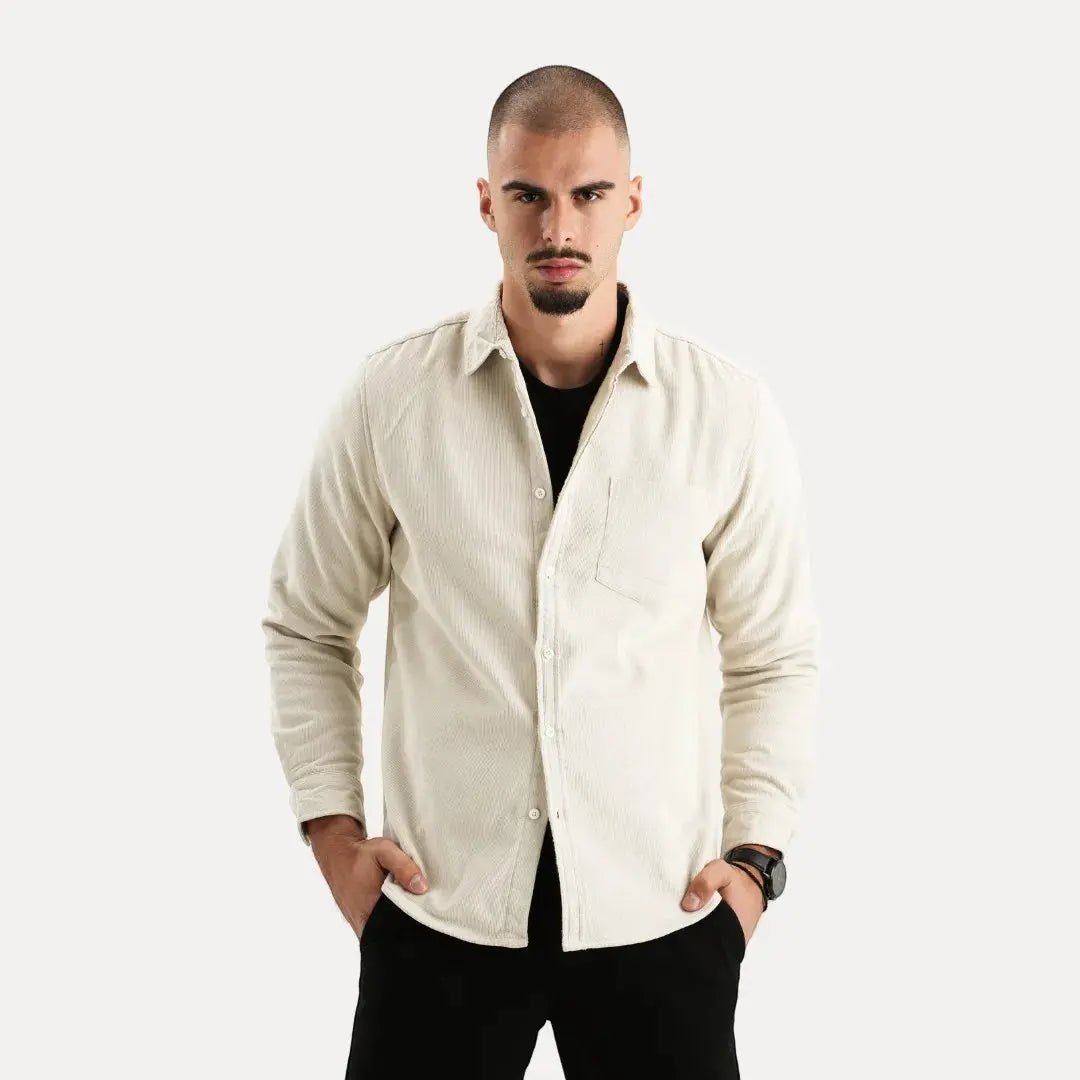 Corduroy textured long-sleeve casual shirt for men | Stéphane Parker -10