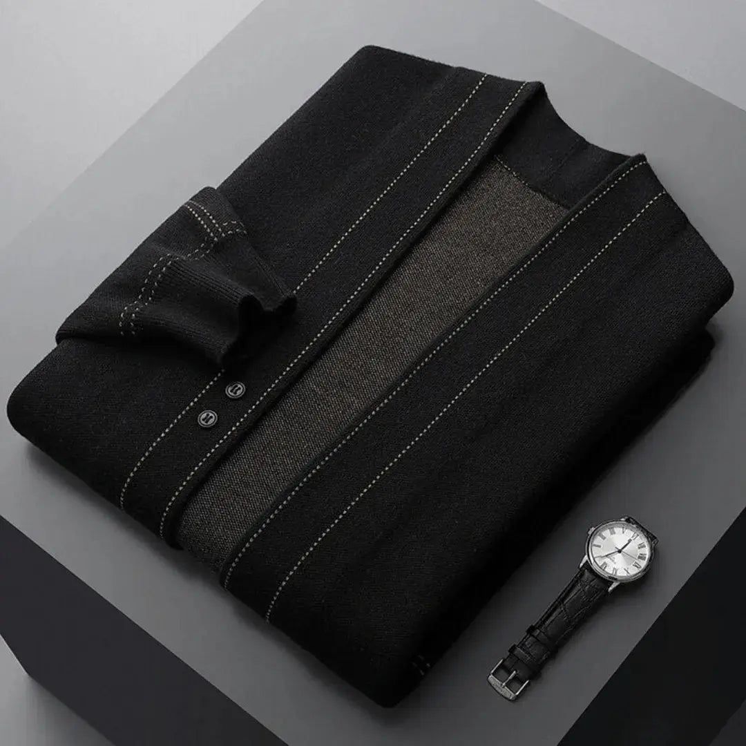 Jacquard virgin wool relaxed cardigan for men | Stéphane Parker -5
