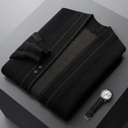 Jacquard virgin wool relaxed cardigan for men | Stéphane Parker -5