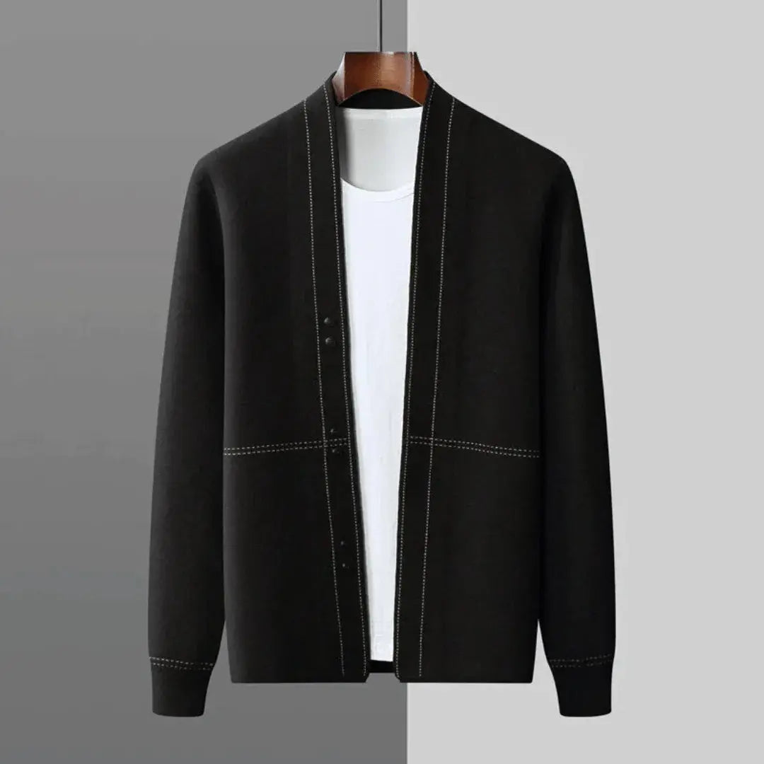 Jacquard virgin wool relaxed cardigan for men | Stéphane Parker -4
