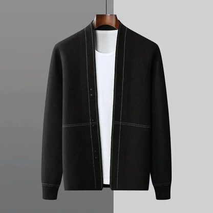 Jacquard virgin wool relaxed cardigan for men | Stéphane Parker -4