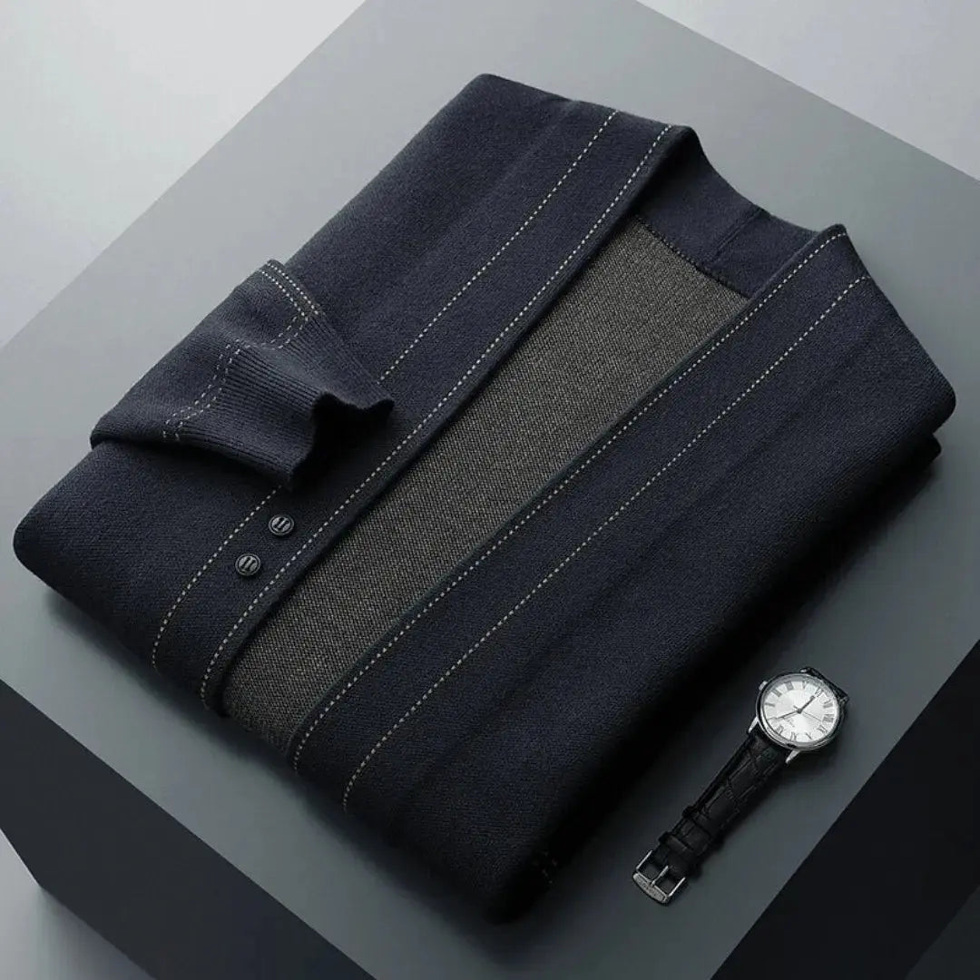 Jacquard virgin wool relaxed cardigan for men | Stéphane Parker -7