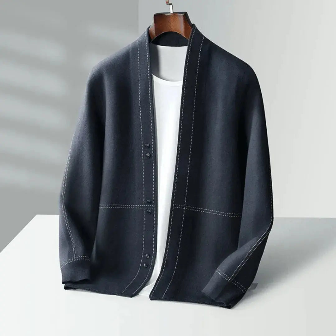 Jacquard virgin wool relaxed cardigan for men | Stéphane Parker -6