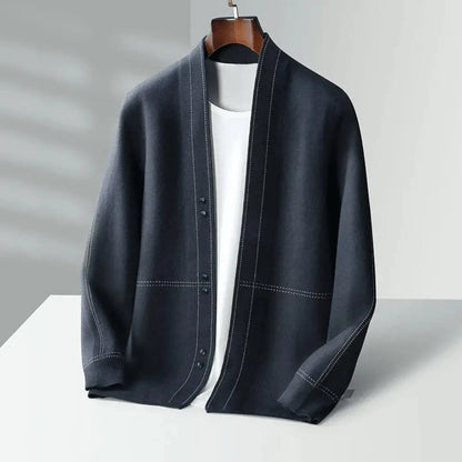 Jacquard virgin wool relaxed cardigan for men | Stéphane Parker -6