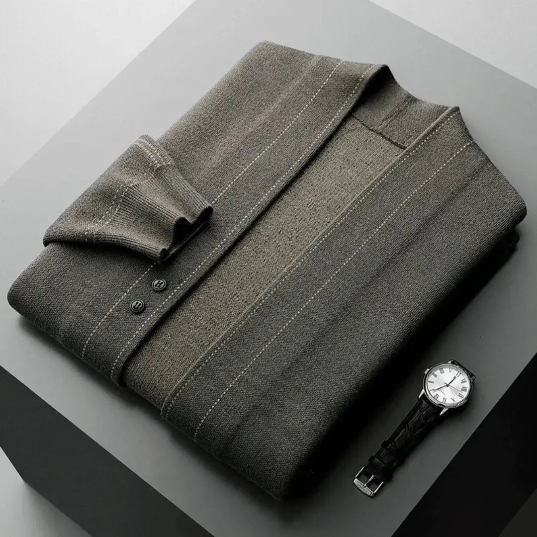 Jacquard virgin wool relaxed cardigan for men | Stéphane Parker -3