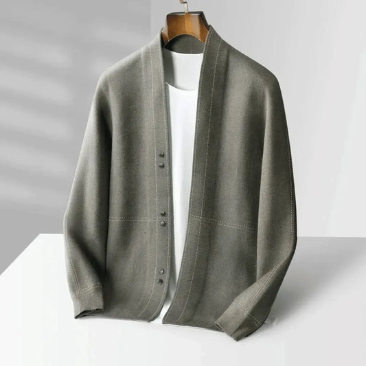 Jacquard virgin wool relaxed cardigan for men | Stéphane Parker -1