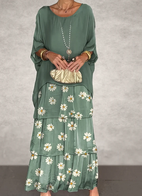 Elegant flowing relaxed maxi dress for women | Lara -12