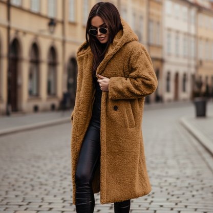 Longline hooded coat for women | Arden -1