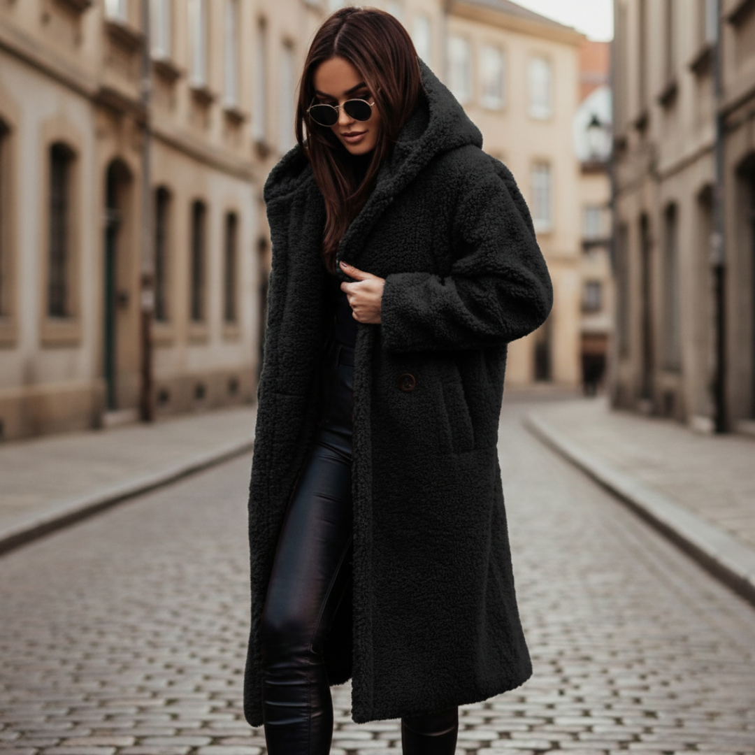 Longline hooded coat for women | Arden -6