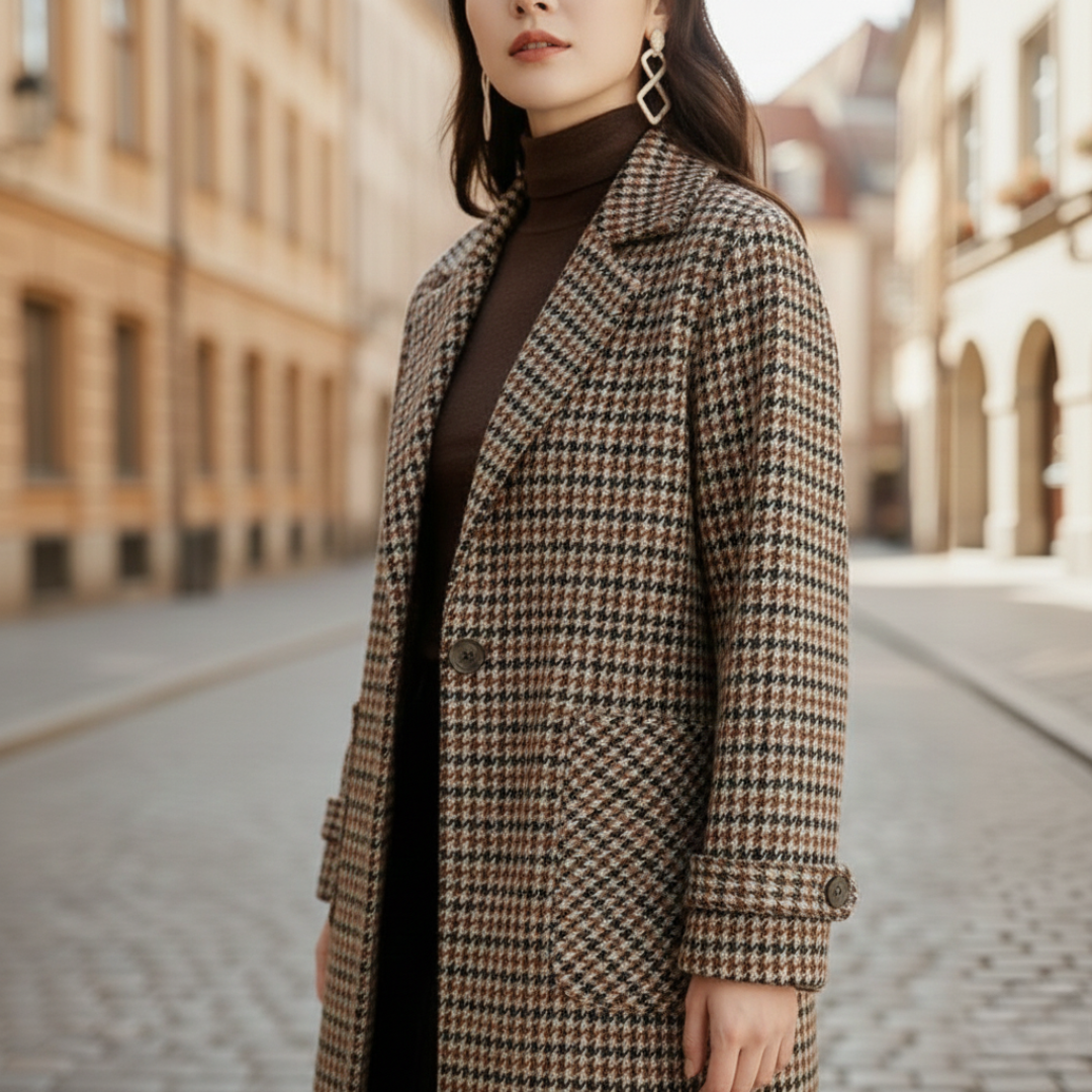 Classic plaid tailored blazer for women | Rowan -5