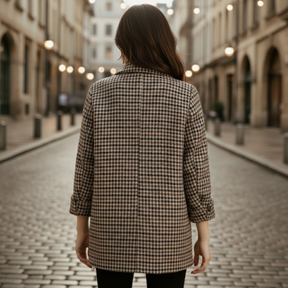 Classic plaid tailored blazer for women | Rowan -4