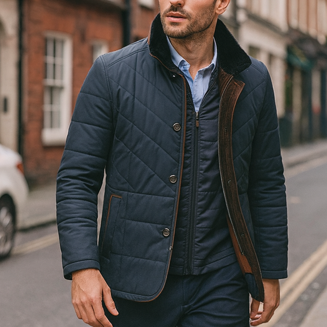 Quilted stand-up collar jacket for men | Rowan -4