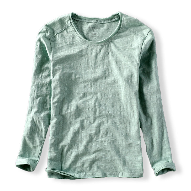 Textured O-neck long-sleeve tee for men | Toshiro -2