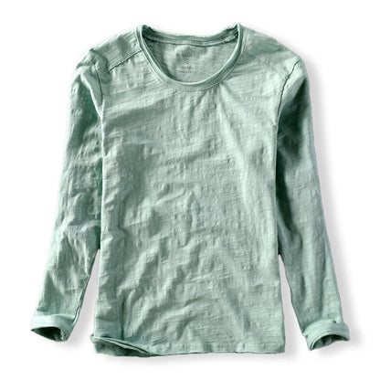 Textured O-neck long-sleeve tee for men | Toshiro -2