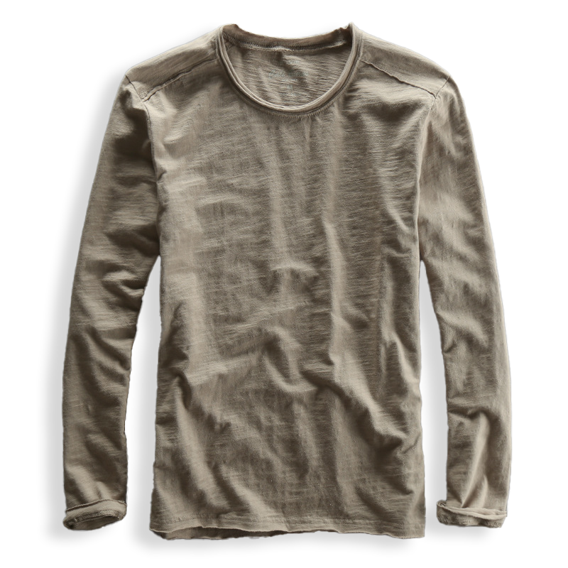 Textured O-neck long-sleeve tee for men | Toshiro -5