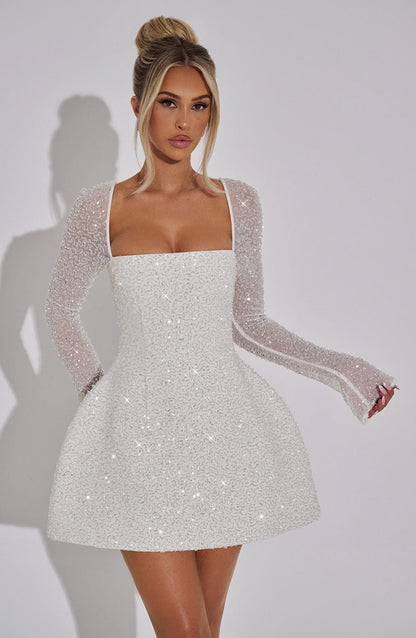 Shimmering trendy evening mini dress for women | Triselle -3